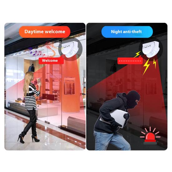 Motion Sensor Doorbell with 90dB Alarm Infrared Welcome Chime for Store Entrance Portable Anti-Theft Alert for Home Business Use