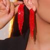 Long Red Fringed Earrings for Women, Exquisite Versatile Stud Earrings and Ear Jewelry.