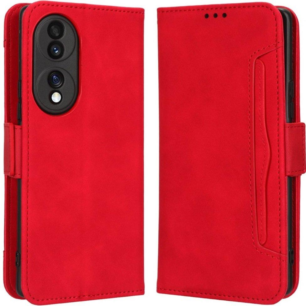 Honor 70 5G Flip Case, Card Slot, Red