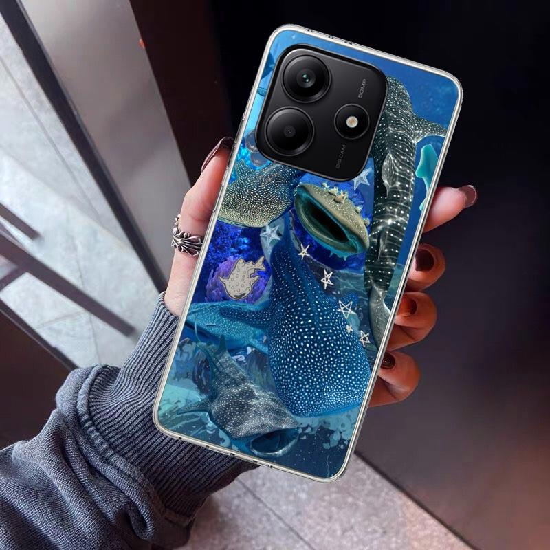 Ocean Whale Shark Phone Case For Xiaomi Redmi Note 10 11 12 13 14 15 Pro Plus 11S 12S 14S 11T 11E 10S Soft TPU Back Cover Redmi