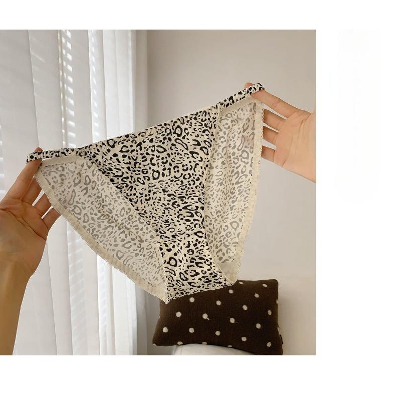 Женские летние сексуальные леопардовые дышащие трусы-слипы на низкой талии с высокой посадкой и хлопковой ластовицей