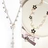 Women's Fashion Korean Style Faux Pearl Flowers Long Necklace Sweater Chain AVE
