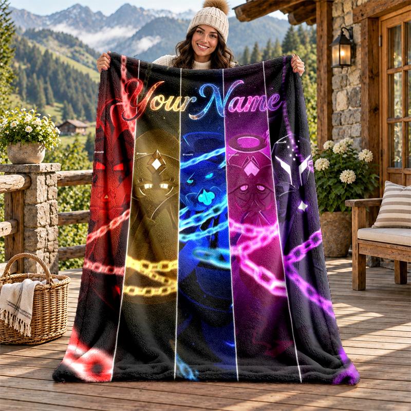 Cookie Run Kingdom Custom Name Flannel Blanket Personalized Soft Warm Plush Throw Blanket Customized Gift for Family Friends