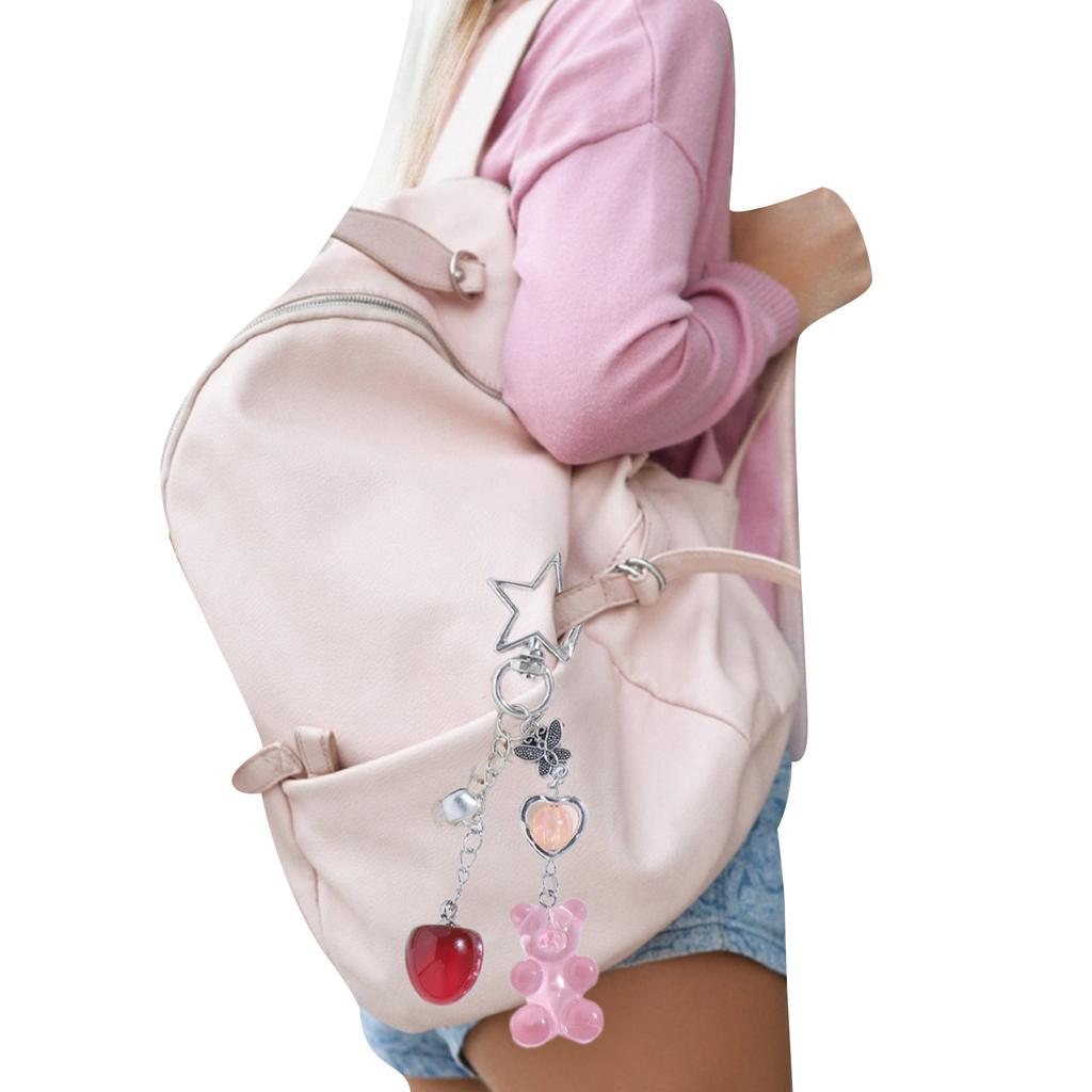 Bear Bowknot Star Charm Keychains Sweet Lovely Pendant Hangings Ornament Keyring Backpack Decoration for Women Girls