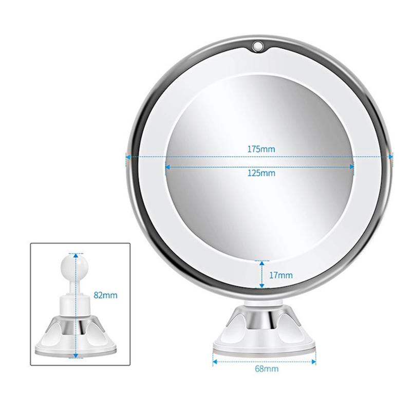 10x Bathroom Mirror Makeup Cosmetic Mirror In Bathroom With LED Hand Illuminated Light Portable Hand Held Cosmetic Mirror With Magnification Mirror |