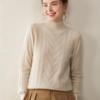 Women's Loose Cable-Knit Cashmere Sweater for Autumn/Winter - Mid-Aged Mother's Plain Color Base Layer