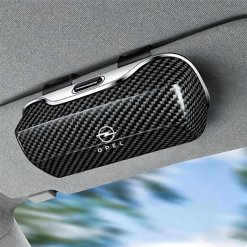 Для Opel Автомобильный Держатель для Солнцезащитных Очков, ABS Зажим-Футляр для Очков на Козырек, Автомобильный Контейнер для Хранения Очков на Козырек с Текстурой Углеродного Волокна