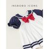Insbobo Baby Dress Children Summer Western Style Dress Preppy Baby GIRL'S Sailor Suit Dress Tide