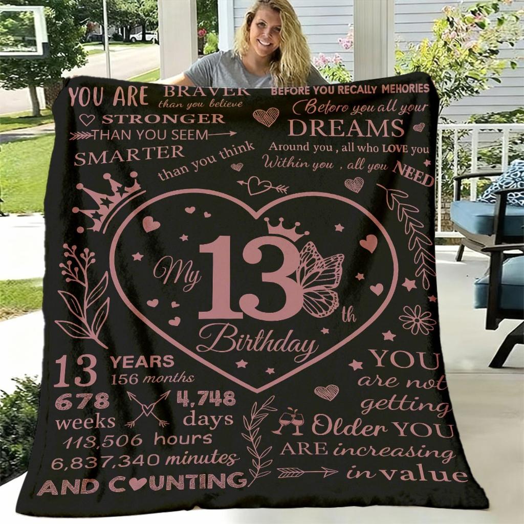 Cozy Flannel 13Th Birthday Blanket Perfect Gift for Cool Girls, Soft And Warm Throw for Couch, Bed, Office, And Travel Ideal for All Seasons