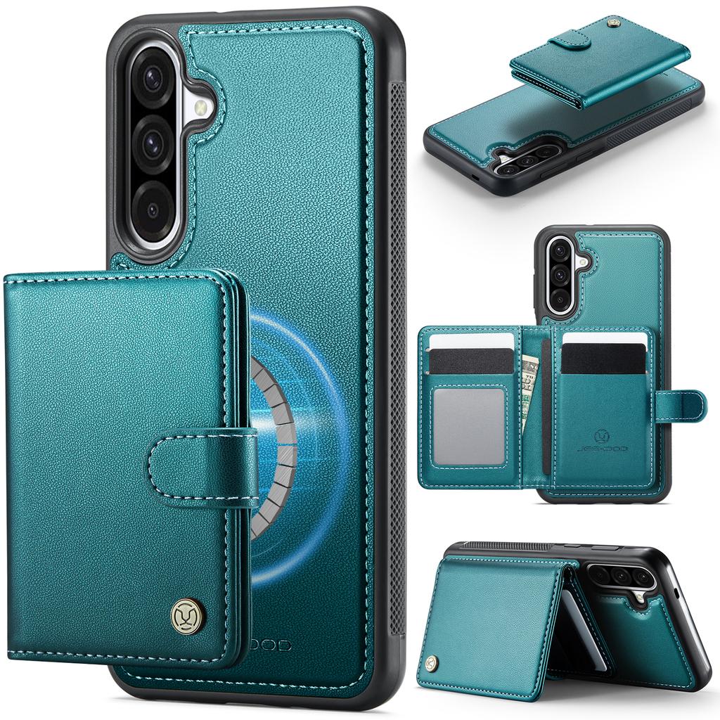 For Samsung Galaxy A36 5G Case JEEHOOD J09 RFID Blocking Card Holder Leather Back Phone Cover Magnetic Case
