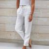 Summer Solid Loose Cotton Linen Plus Size Trousers Women Elegant Elastic Waist Lace-up Wide Leg Pants for Women Fashion High Waist Pants Lady 24546