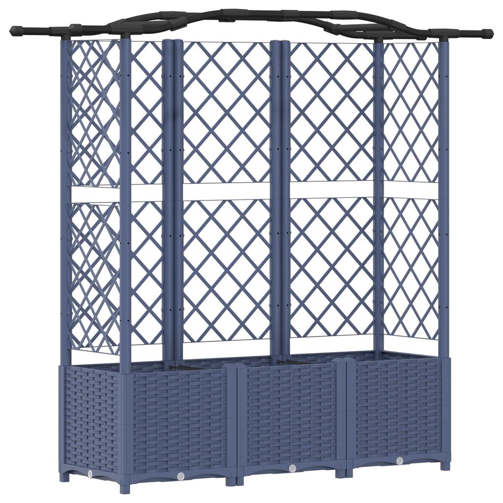 Raised Garden Bed with Trellis and Hanging Roof Gray 163 x 40 x 141 cm PP