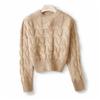 2023 Twist Pullover Knitted Cropped Sweater Women High Waist Semi-high Neck Long Sleeve Tops Jumper Casual Short Sweaters 29255