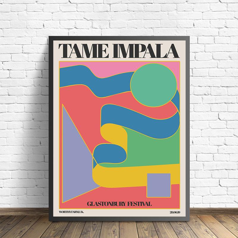 Настроить Tame Impala at Glastonbury Gig Poster, винтажный красочный холст, картина, ретро настенные панно для гостиной, домашний декор