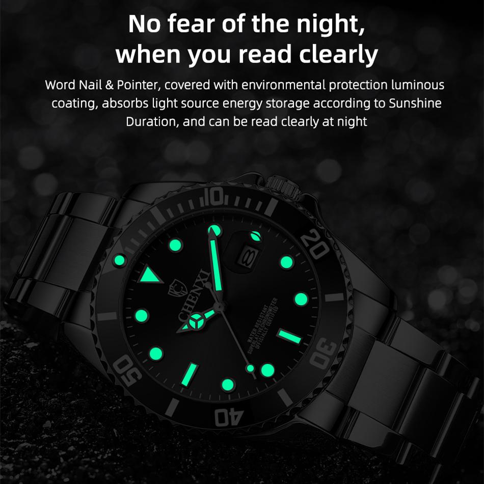 New TOP Brand Luxury Men's Watch With Box Self Winding Mens Watch Classic Green Water Automatic Men's Quartz Watches