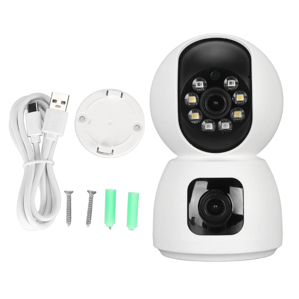 Indoor Camera Dual Lens 2K Full HD Night Vision Two Way Audio Motion Detection Indoor Security