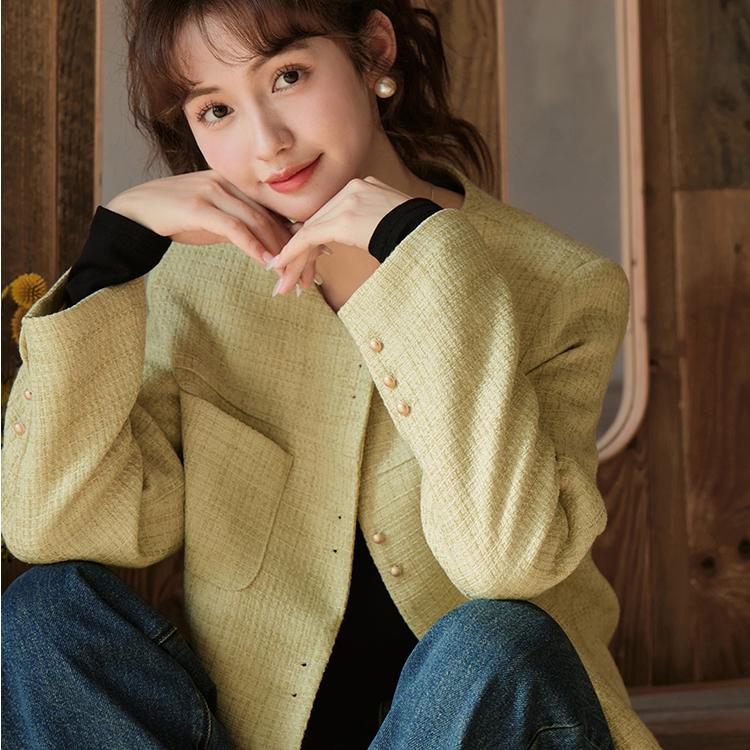 Mishow Куртки для женщин 2023, осенняя винтажная повседневная пригородная повседневная свободная женская одежда с круглым вырезом и длинными рукавами и карманами MXC44W0072