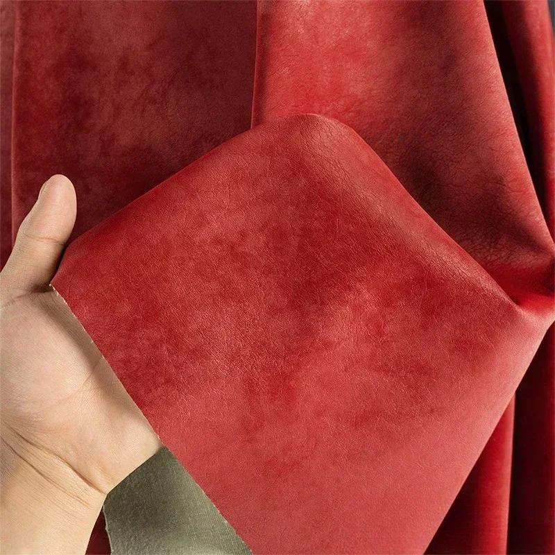 Red 100x145cm PU Leather Fabric Soft Waterproof Clothing Apparel Sewing Fabric for By The Meter Diy Material Wholesale Cloth