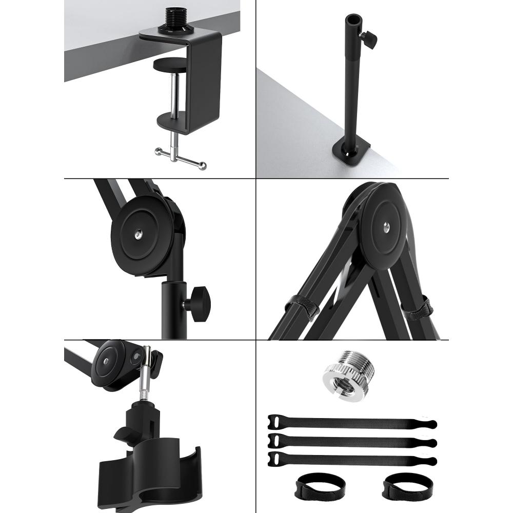 [Improved Version That Is Longer and Taller] Microphone Boom Arm, Microphone Arm, Microphone Stand, Arm for Condenser Microphones, for Dynamic Microph