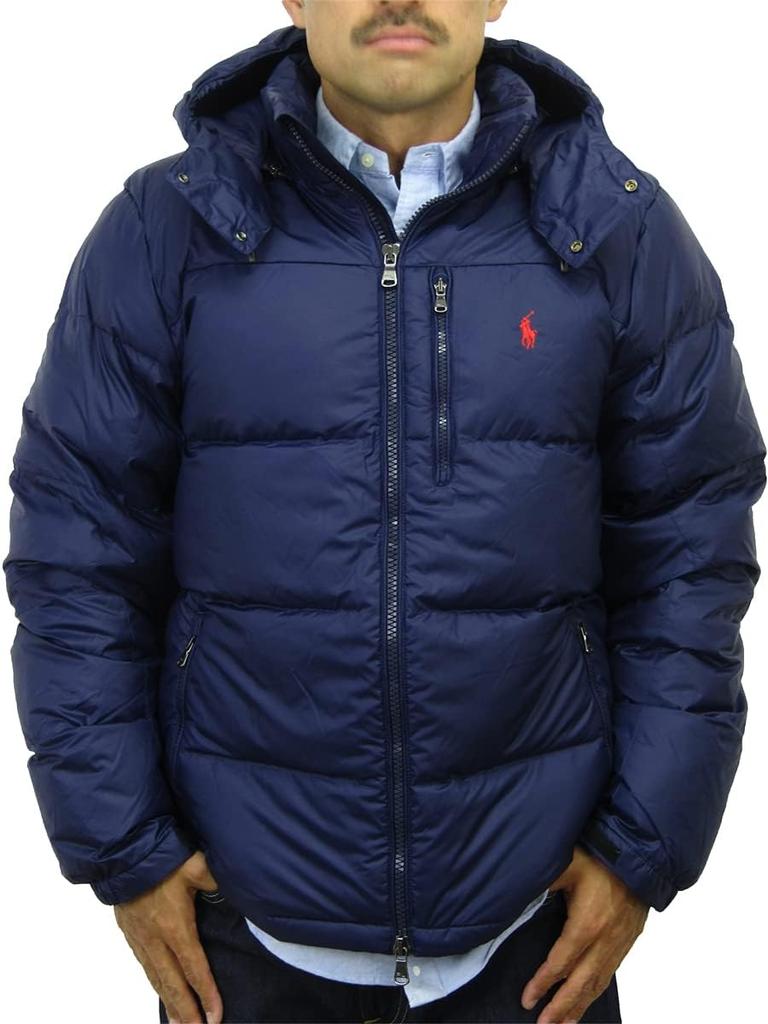 POLO RALPH LAUREN Пуховик Размер 0101856 Мужская куртка/парка с двойной молнией и высокой плотностью пуха, L, Темно-синий,