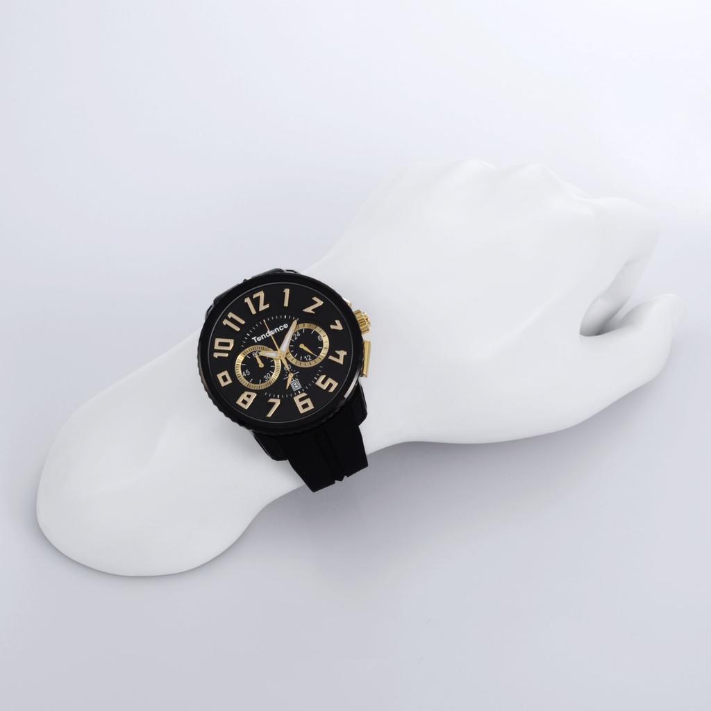 Часы с черным циферблатом из нержавеющей стали и минеральным стеклом, кварцевые, 51 мм, часы TG460011, регулярный импортный продукт [Tendence] для мужчин