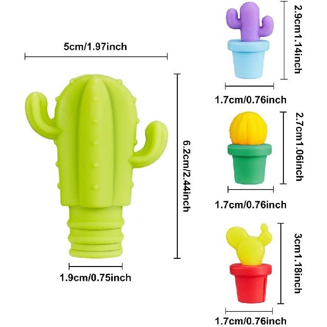 Creative Cactus Shape Wine Bottle Stopper Bottle Stopper Sealing Plugs Dedicated Cup Wine Glass Silicone Label Marker Cactus 5