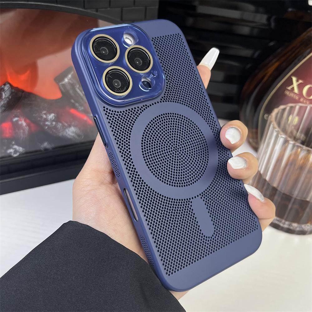 Теплоотводящий чехол из поликарбоната с магнитным покрытием для iPhone 16 15 14 13 12 11 Pro Max Luxury для беспроводной зарядки Magsafe