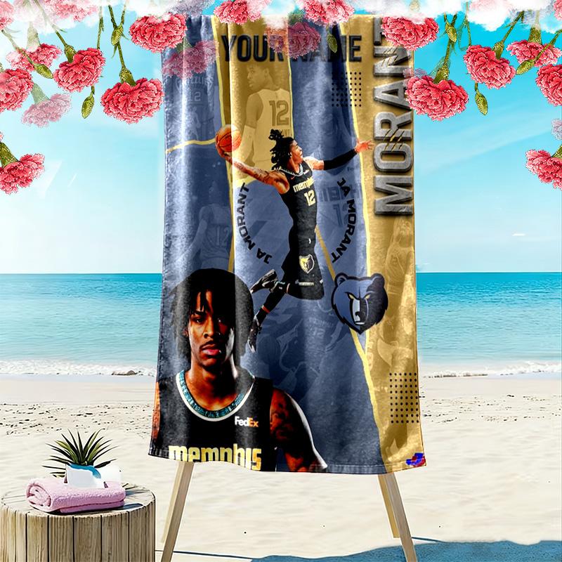 Name Custom Ja Morant Print Beach Towel, Large Soft Quick Dry Towel for Beach Camping Swimming
