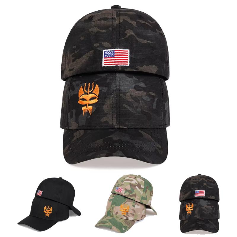 Унисекс бейсболки с вышивкой волка с раздвоенным хвостом, весенне-осенние, для улицы, регулируемые, повседневные, хип-хоп кепка, солнцезащитная кепка