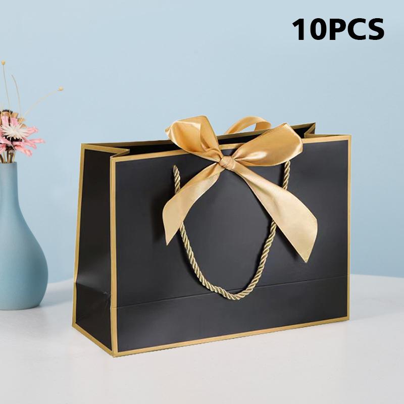 10 шт. бумажная коробка, сумка с лентами, подарочная упаковка, сумки для свадьбы, дня рождения, домашней вечеринки, элегантные подарочные пакеты, сумочка 19x15x7 см