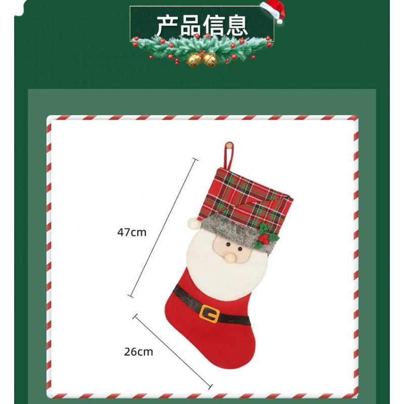 Christmas Stocking Handmade Fabric Ornament Santa Snowman Reindeer Cookie Man Gift Tree Hanging