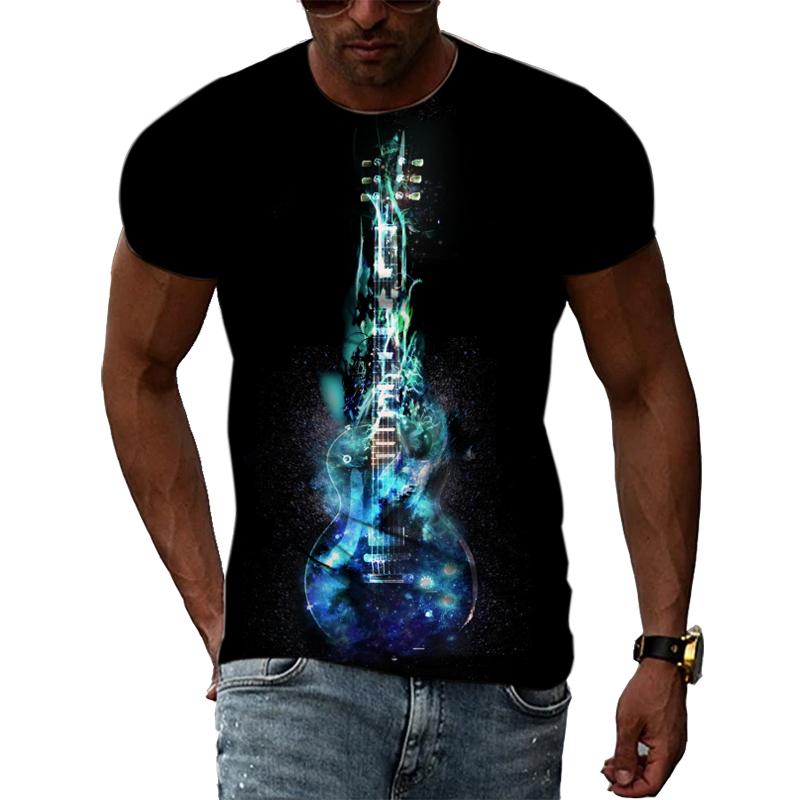 Летние футболки с принтом хип-хопа и музыканта, мужские повседневные футболки с принтом 3D и коротким рукавом, с круглым вырезом и принтом в виде гитары