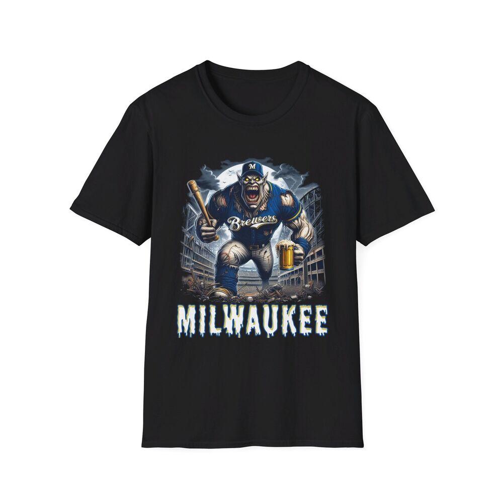 Футболка Milwaukee Brewers Хоррор-Мешап - Жуткая Одежда для Фанатов Бейсбола