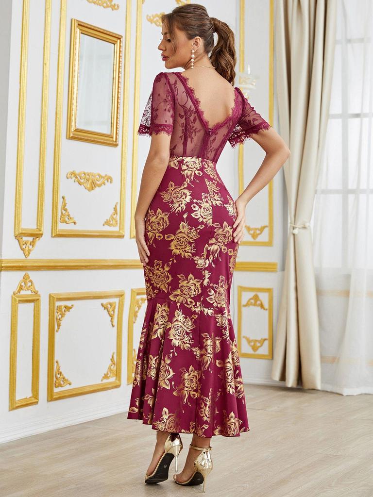 2025 Элегантное европейское и американское женское платье с горячим тиснением для весны/лета