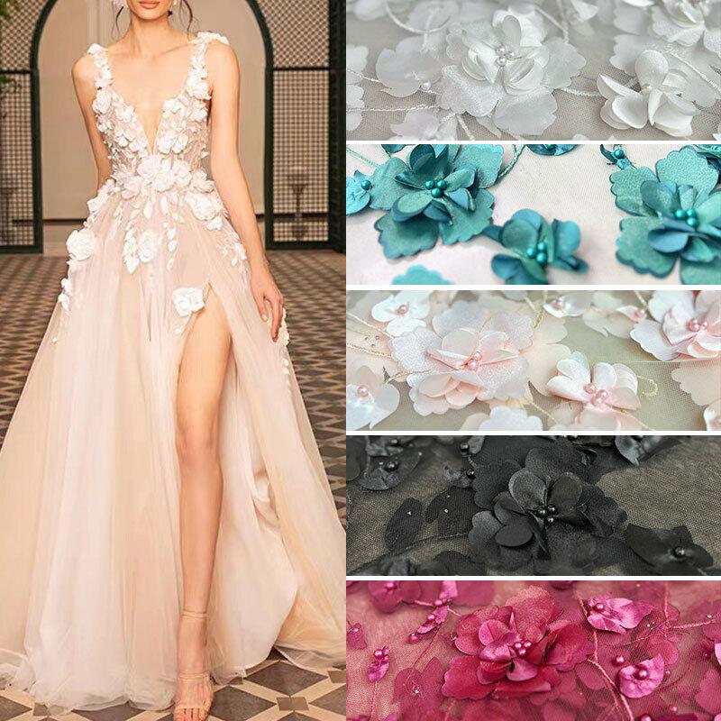 3DЦветочная Сетчатая Кружевная Ткань для Одежды Женское Свадебное Платье Вышитая Ткань DIY Шитье Платье-Халат Тюль Французская Гипюровая Африканская Кружевная