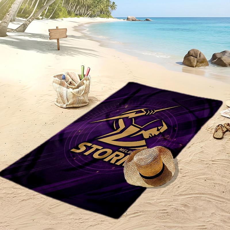 Пляжное полотенце с принтом Melbourne Storm Мягкое Портативное Быстросохнущее?Сухое полотенце для бассейна, летнего отпуска, активного отдыха на природе