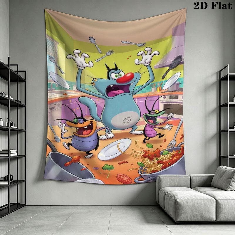 Oggy Soul Wall Tapestry Aesthetic Wall Hanging Printed Fabric Blanket Decorative Tapestries for Bedroom Living Room Home Decor