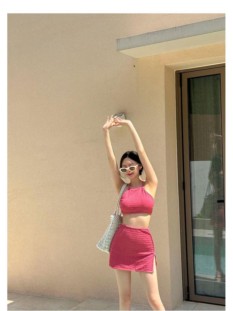 Женский консервативный сексуальный купальник с юбкой с разрезом в японском и корейском стиле