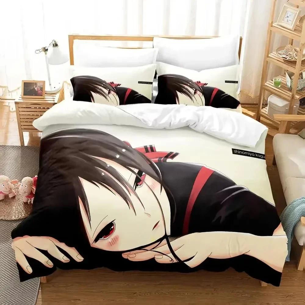 Новый набор постельного белья Kaguya-sama Love is War Мультяшный Аниме трехсекционный набор Взрослый Детская Спальня Комплекты пододеяльников 3D Кавайи простыни