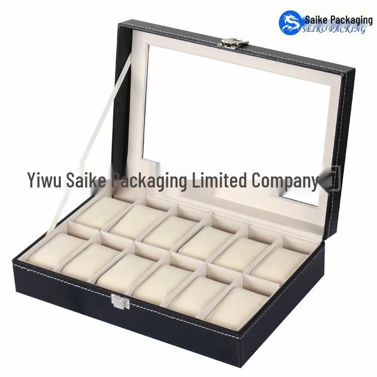Стандартная коробка для демонстрации и хранения часов из ПУ кожи на 12 ячеек