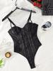 Alluring Lace Patchwork Cutout Bodysuit - Slim Fit Sling Vest