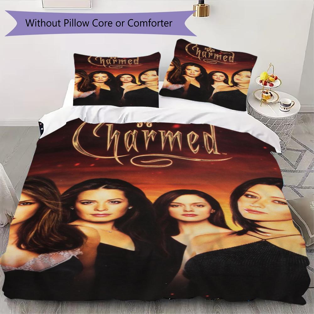 Charmed Pattern Bedding,Quilt Set Quilt Cover Pillowcase Home Birthday Gift(1 * duvet cover + 2 * pillowcase, without core)_lx