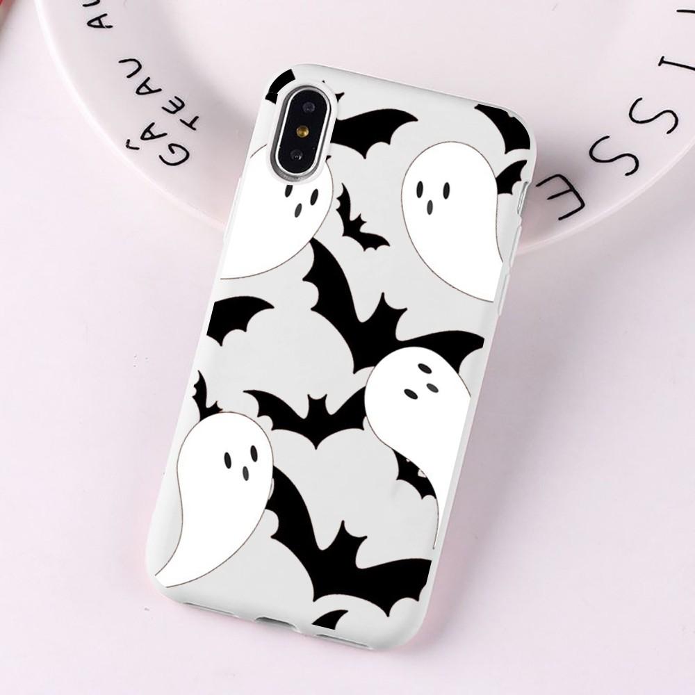 Хэллоуинская подставка для мыши для iPhone 14 11 12 13 Mini Pro Xs Max 8 7 6 6S Plus X XR Сплошной чехол конфетного цвета