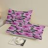 3pcs Fitted Sheet Set Pink Roses On Black And White Stripes Bed Sheet With Pillowcases For Bedroom Decor