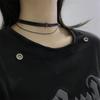 Черное кожаное ожерелье из веревки с короткой двухслойной цепочкой и воротником-секеткой, простая цепочка на ключицу, ювелирное изделие для женщин