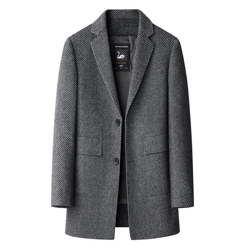 Mid-length Wool Double-sided Cashmere Coat for Men In Winter Middle-aged Dad Removable Down Liner Wool Woolen Coat
