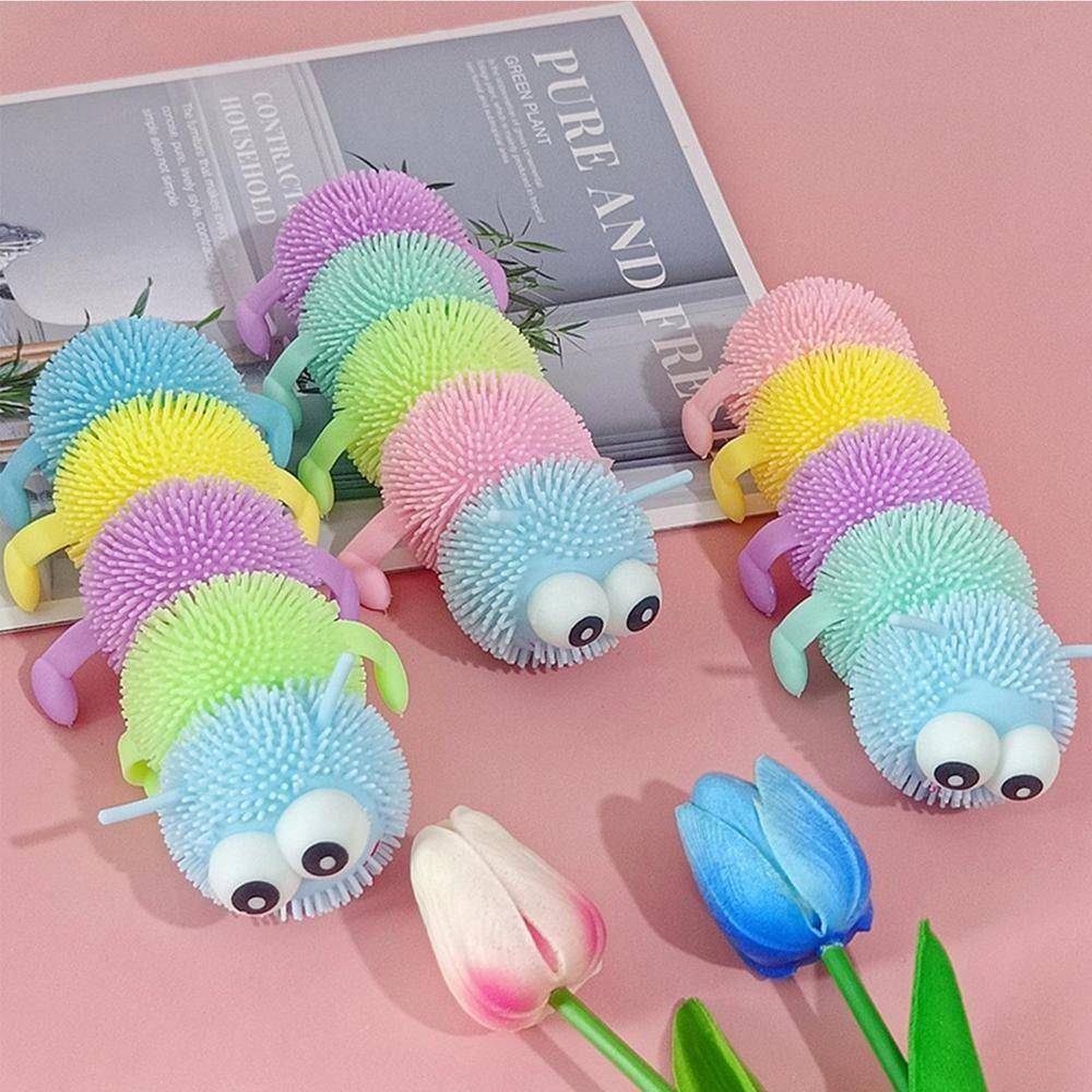 Interactive Games Decompression Toy Fidget Squeeze Luminous Caterpillar Toy Antistress Soft Squish