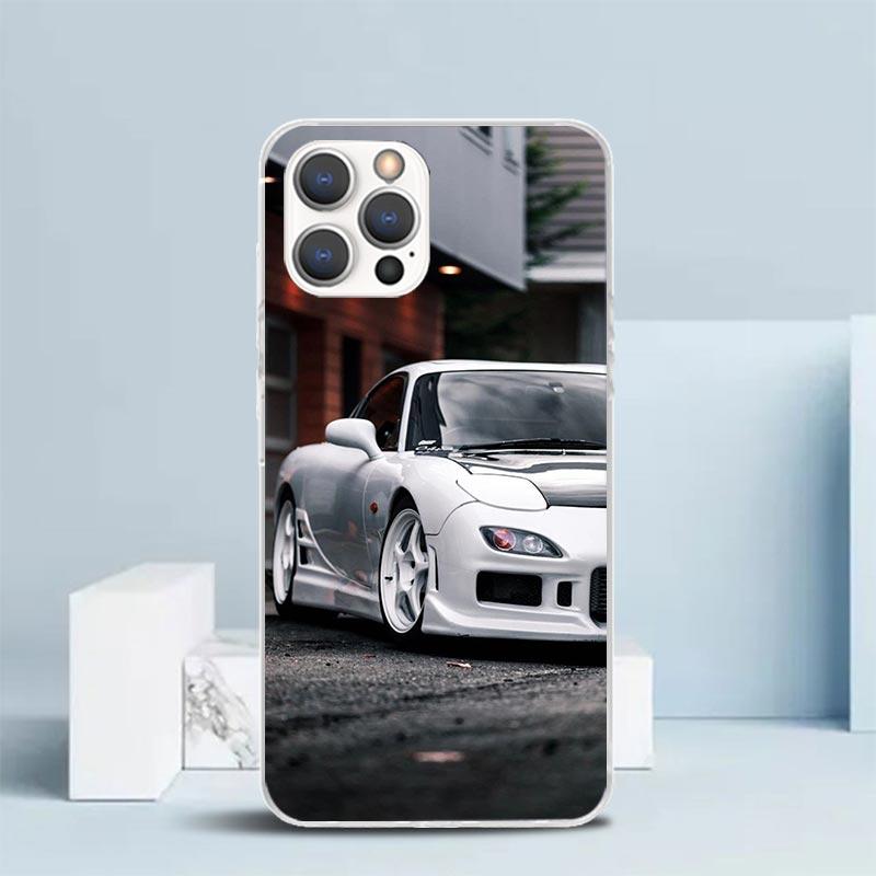 JDM Машина RX7 Крутой Мягкий Чехол для iPhone 16 17 Air 15 14 Pro Max 16E Чехол для Телефона 13 Mini 12 11 7 SE 8 Чехлы с Рисунком Подходящие 16 17