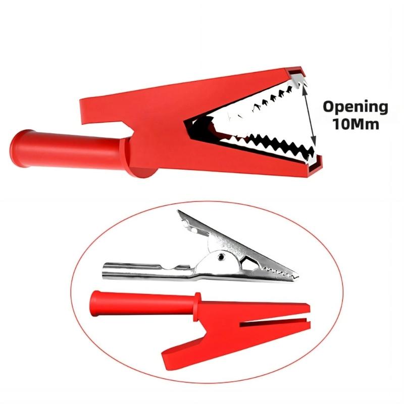 5pcs Insulated Alligator Clip For High Current Power Wire Testing Copper Plated Featuring 4mm Banana Plug Hole
