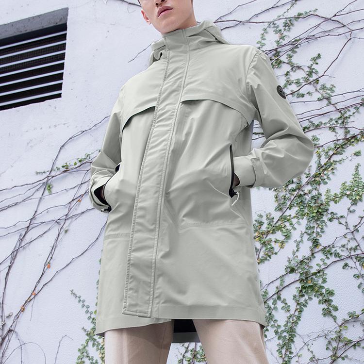 Timberland Повседневная мужская куртка средней длины с капюшоном, цвет белый-песочный A24KT-BH7